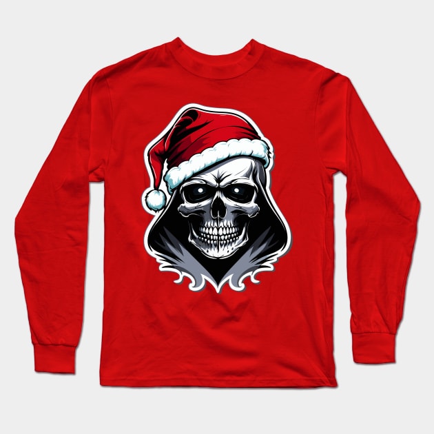 Christmas skull Long Sleeve T-Shirt by BYVIKTOR